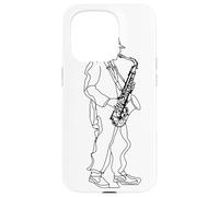 Saxophone Guy Line Art Instrument de musique pour garçons Coque pour iPhone 15 Pro