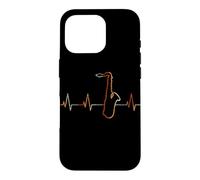 Saxophone Heartbeat Vintage ECG Cardiogramme Rétro Coque pour iPhone 16 Pro