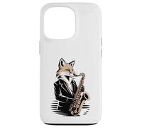 Saxophone Jazz Fox Musicien Night Mood Coque pour iPhone 13 Pro