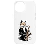 Saxophone Jazz Fox Musicien Night Mood Coque pour iPhone 15