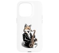 Saxophone Jazz Fox Musicien Night Mood Coque pour iPhone 15 Pro