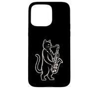 Saxophone Jazz Music Lecteur de Chat Coque pour iPhone 15 Pro Max