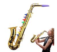 Saxophone jouet pour - Instrument de musique en Abs, Marionnette colorée pour musique à vent, apprentissage précoce, construction lisse et sûre, reconnaissance du rythme |