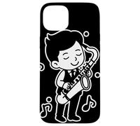 Saxophone Kid Esquisse Musique de chambre pour garçons Coque pour iPhone 15 Plus