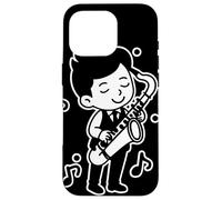 Saxophone Kid Esquisse Musique de chambre pour garçons Coque pour iPhone 16 Pro