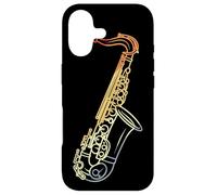 Saxophone Line Art Retro Style Jazz Music Coque pour iPhone 17