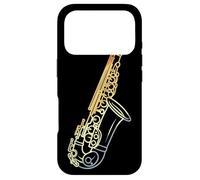 Saxophone Line Art Retro Style Jazz Music Coque pour iPhone 17 Pro