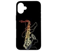 Saxophone Line Art Vintage Look Marching Band Coque pour iPhone 16 Plus