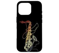 Saxophone Line Art Vintage Look Marching Band Coque pour iPhone 16 Pro