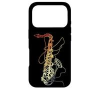 Saxophone Line Art Vintage Look Marching Band Coque pour iPhone 17 Pro