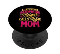 Saxophone Maman Drôle Saxophoniste Joueur Saxophoniste Jazz Musique Femme PopSockets PopGrip Adhésif