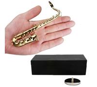 Saxophone miniature avec support et étui - Modèle ténor - Décoration de bureau - Figurines pour maison de poupée - Modèle ténor durable