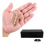 Saxophone miniature avec support et étui - Modèle ténor - Décoration de bureau - Figurines pour maison de poupée - Accessoires durables - Avec support et étui