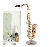 Saxophone miniature - ornement plaqué or, réplique de l'instrument en laiton | Décoration musicale à collectionner avec étui debout, accessoire d'affichage pour adultes, décoration de maison d
