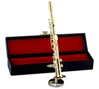 Saxophone miniature plaqué or - 6.69x1.97x1.18 pouces Musical en laiton à collectionner pour accessoires, adultes avec stand, cas de rangement, Noël, cadeau d'anniversaire