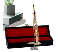 Saxophone miniature plaqué or - Saxophone miniature en laiton - Instrument de musique - Objets de collection avec support - Pour adultes - Accessoires de maison de de Noël