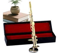 Saxophone Model - Brass Mini Saxophone Model | Small & Large Size Miniature Soprano Saxop.hone | Decorative Collectible With Stand & Bag | Creative Gift For Christmas, Birthday, Living Room