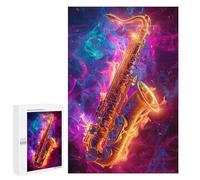 Saxophone Music Fire Art Puzzle 1000 Pièces Educa Jouet en Bois Cadeau Unique Décoration Intérieure Jeu Éducatif Challenge Toy Adultes Et Enfants À Partir De 14 Ans 1000 PCS
