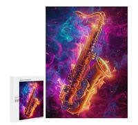 Saxophone Music Fire Art Puzzle 1000 Pièces Educa Jouet en Bois Cadeau Unique Décoration Intérieure Jeu Éducatif Challenge Toy Adultes Et Enfants À Partir De 14 Ans 500 PCS