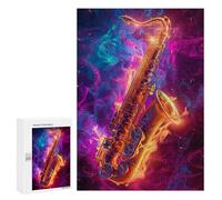 Saxophone Music Fire Art Puzzle 1000 Pièces Educa Jouet en Bois Cadeau Unique Décoration Intérieure Jeu Éducatif Challenge Toy Adultes Et Enfants À Partir De 14 Ans 300 PCS