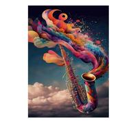 Saxophone Nuage Abstrait Puzzle, 1000 Pièces Jeu D'intérieur Adulte | 70x50cm Carton, Exercice Mental, Cadeau Ami, Décoration Salon, Réduction Du Stress