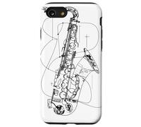 Saxophone One Line Drawing Marching Band Coque pour iPhone SE (2020) / 7 / 8