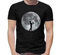 Saxophone Player Moon Sax Musician Jazz Music Men Black T-Shirt Print Unisex Cotton Tee Shirt 3XL