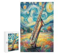 Saxophone Puzzle 1000 Pièces Art Moderne 3D Instrument Musical Musique Jeu D'Intelligence Éducatif pour Famille Relaxation Assemblage Amusant Cadeau De Fête 1000 PCS
