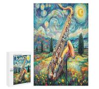 Saxophone Puzzles 1000 Pièces Vision 3D Moderne Instrument Musical Musique Divertissement Créatif pour Famille Jeu Éducatif Décoration Intérieure Assemblage Amusant 1000 PCS