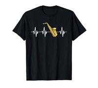 Saxophone rythme cardiaque battement de coeur saxophoniste T-Shirt