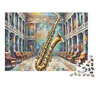 Saxophone Salle de Concert Puzzle 1000 Pièces Papier pour Adultes Relaxation Focus Décoration Maison Cadeau 52x38cm/1000pcs
