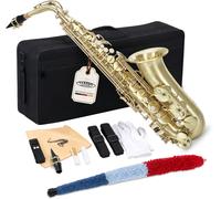 Saxophone Saxo Alto Instrument a Vent en Laiton Brossé Set Coffre Embouchure