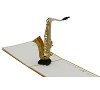 Saxophone, saxophone, instrument de jazz, musique bon d'achat, concert, carte pop-up, carte de vœux, carte de vœux, carte cadeau