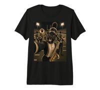 Saxophone Saxophone panthère drôle Vintage Selfie mi-Temps T-Shirt Haut de Gamme