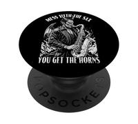 Saxophone Saxophoniste Mess with Sax Get Horns Devil Music PopSockets PopGrip Adhésif