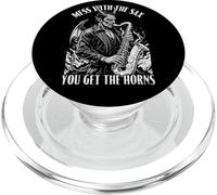 Saxophone Saxophoniste Mess with Sax Get Horns Devil Music PopSockets PopGrip pour MagSafe