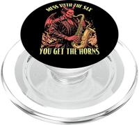 Saxophone Saxophoniste Mess with Sax Get Horns Devil Music PopSockets PopGrip pour MagSafe