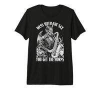 Saxophone Saxophoniste Mess with Sax Get Horns Devil Music T-Shirt Haut de Gamme