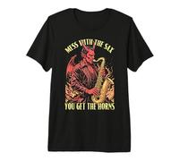 Saxophone Saxophoniste Mess with Sax Get Horns Devil Music T-Shirt Haut de Gamme