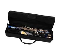 Saxophone soprano bleu standard Sib droit en laiton sculpté avec gants à bretelles Saxophone