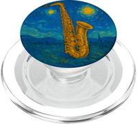 Saxophone ténor alto Jazz - Van Gogh Starry Night Style PopSockets PopGrip pour MagSafe