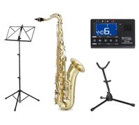 Saxophone Ténor #Fa Sax en Laiton Brossé Set avec Embout Coffre Pupitre Saxo