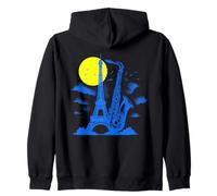 Saxophone Tour Eiffel - Vintage Jazz Music Paris Lover Sweat à Capuche