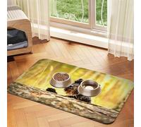 Saxophone Trombone Musique Noir,Tapis d'alimentation imperméable pour Animaux de Compagnie, Sets de Table pour Chats et Chiens pour la Nourriture et l'eau, Tapis de Nourriture en Cuir PU,40x60cm
