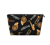 Saxophone Trombone Musique Noir, Trousse de Toilette Trousse de Maquillage Sac à cosmétiques Trousse de Toilette de Voyage Portable