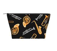 Saxophone Trombone Musique Noir, Trousse de Toilette Trousse de Maquillage Sac à cosmétiques Trousse de Toilette de Voyage Portable