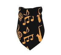 Saxophone Trompettes Musique Or Noir,Bavoir écharpe Triangulaire à Capuche réglable pour Animaux de Compagnie, Capuche Lavable adaptée aux Chiens et Chats de Petite, Moyenne et Grande Taille