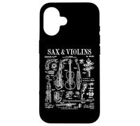 Saxophone Violon Saxophoniste Violoniste Drôle Vintage Brevet Coque pour iPhone 16