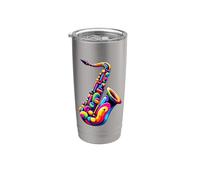 Saxophoniste De Saxophone Pop Art Coloré Sax Saxophonistes Gobelet isotherme en acier inoxydable double paroi