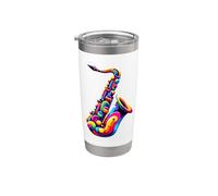 Saxophoniste De Saxophone Pop Art Coloré Sax Saxophonistes Gobelet isotherme en acier inoxydable double paroi
